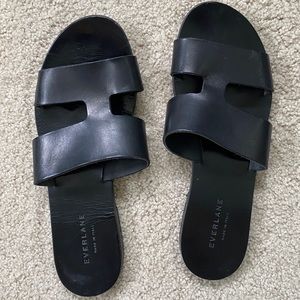Everlane black leather sandals size 9.5